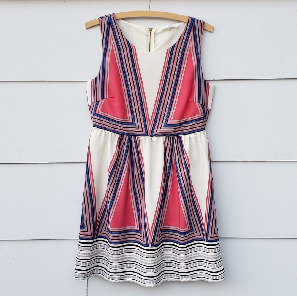 Poema Geometric Print Sleeveless Dress - M